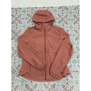 Gerry Womens Mauve Pink Hooded Windbreaker Jacket Full Zip Mesh Lined SZ Medium